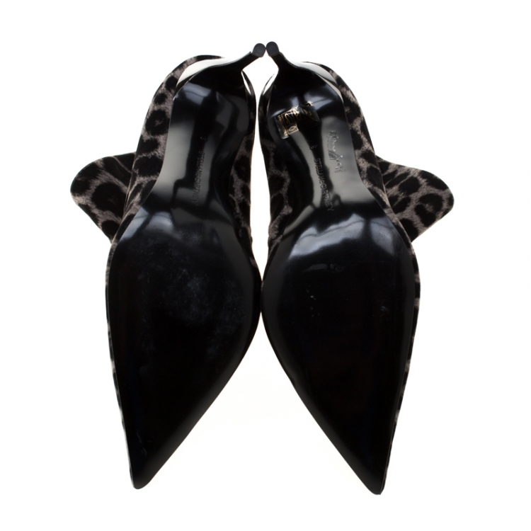 Pre Owned Stella McCartney Two Tone Leopard Print Velvet Ankle Boots Size 40