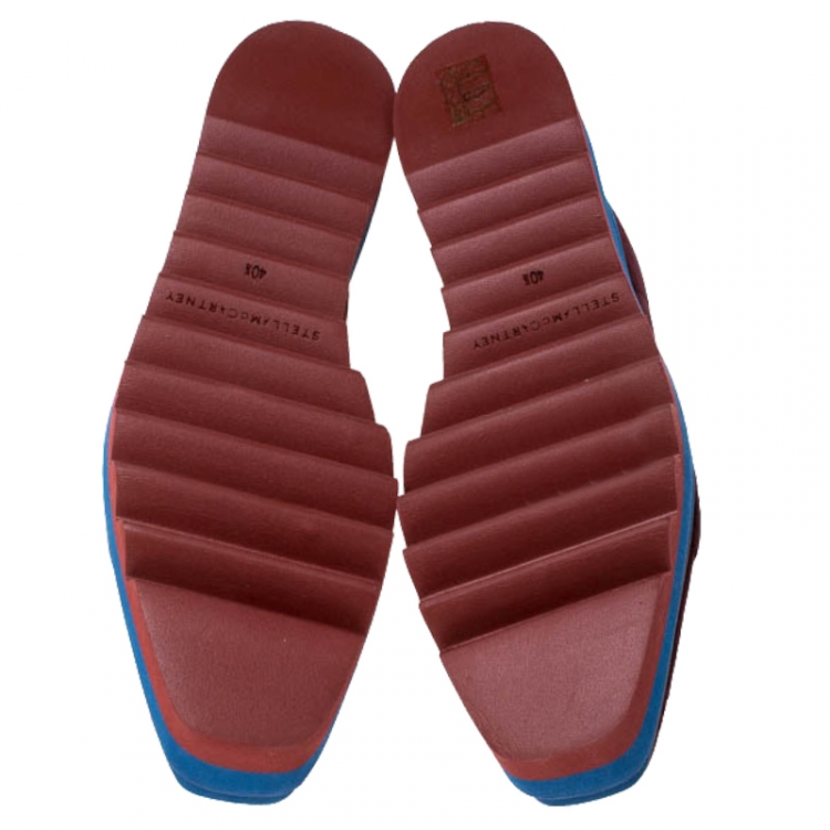 Pre Owned Stella McCartney Burgundy/Blue Velvet Elyse Platform Derby Size 40.5