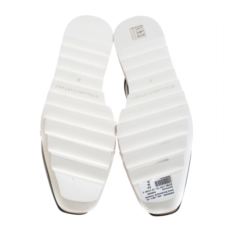مملوكة مسبقًا Stella McCartney Black Faux Leather Elyse Platform Derby Size 38