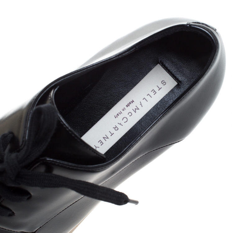 مملوكة مسبقًا Stella McCartney Black Faux Leather Elyse Platform Derby Size 38