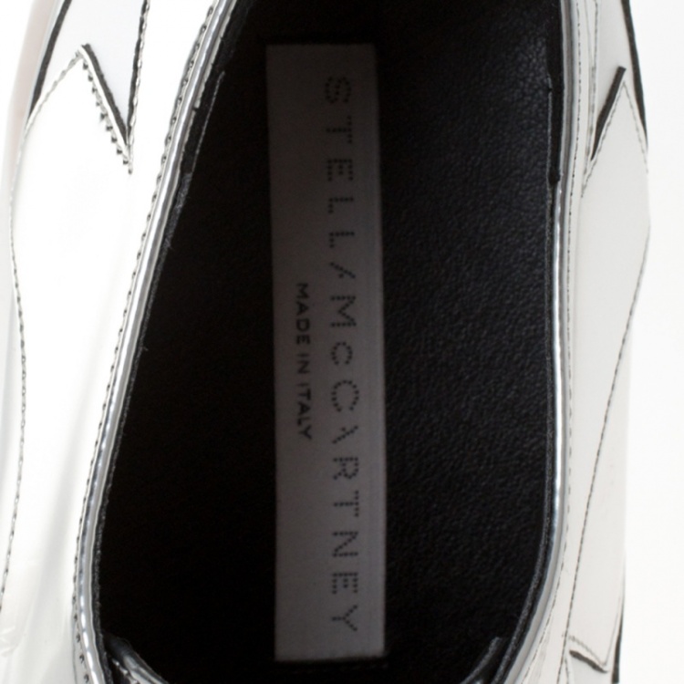 مملوكة مسبقًا Stella McCartney Metallic Silver Faux Leather Elyse Star Platform Derby Size 41