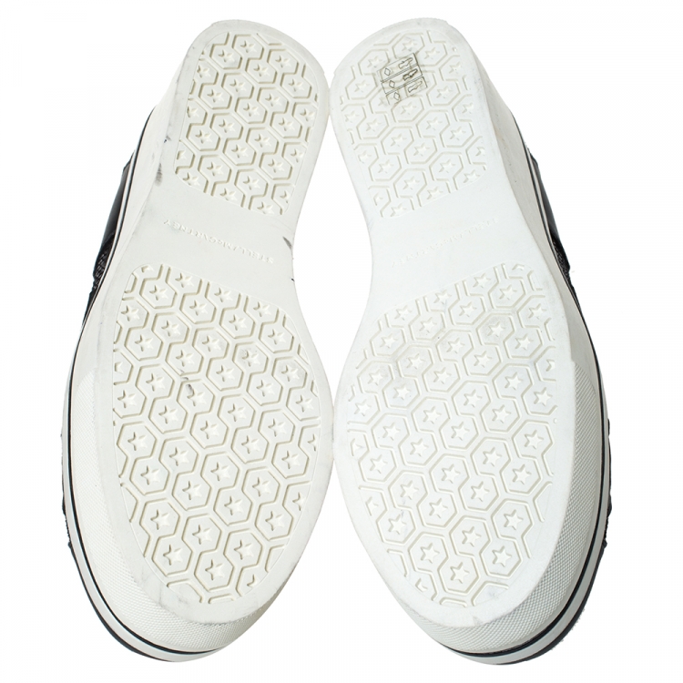مملوكة مسبقًا Stella McCartney Black Faux Leather Star Platform Slip On Sneakers Size 38