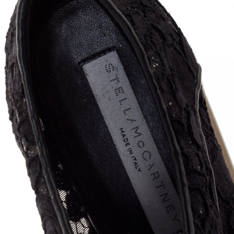 Pre Owned Stella McCartney Black Lace Elyse Platform Lace Up Sneakers Size 39
