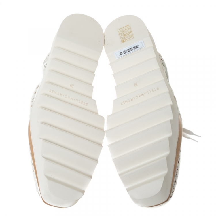 مملوكة مسبقًا Stella McCartney White Lace Elyse Platform Lace Up Sneakers Size 39