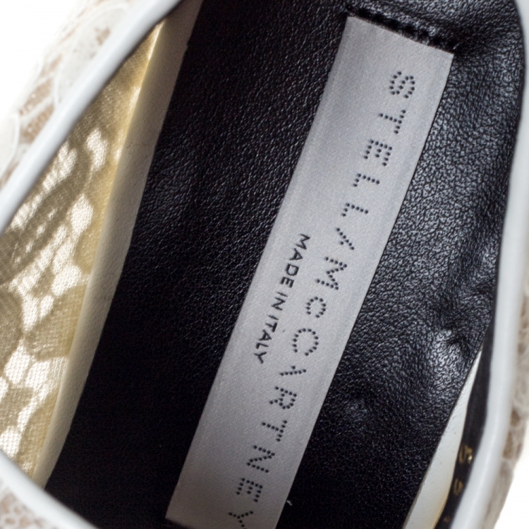 Pre Owned Stella McCartney White Lace Elyse Platform Lace Up Sneakers Size 36.5 