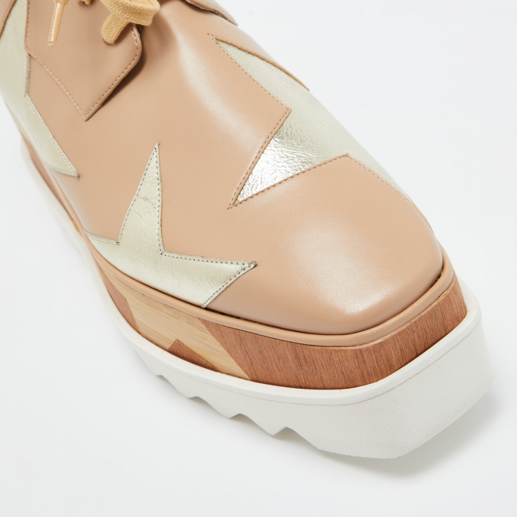 مملوكة مسبقًا Stella McCartney Brown  Faux Leather Elyse Star Sneakers Size 41