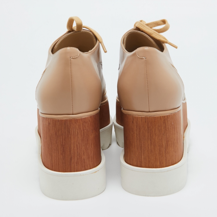 مملوكة مسبقًا Stella McCartney Brown  Faux Leather Elyse Star Sneakers Size 41