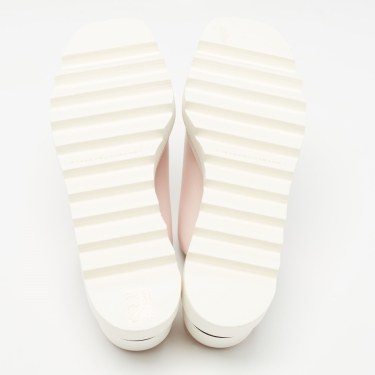 Pre Owned Stella McCartney Pink/White Faux Leather Sneak Elyse Platform Sandals Size 37.5