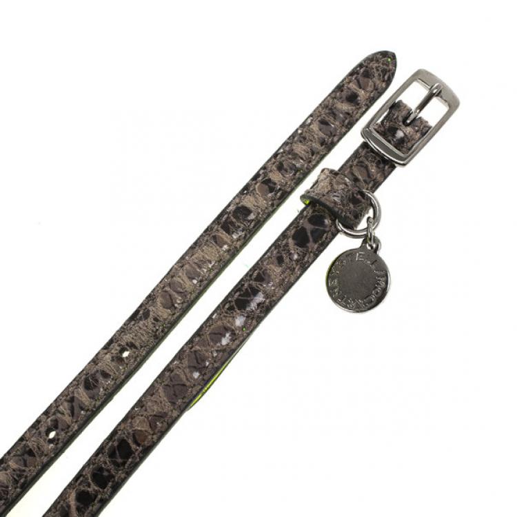 Pre Owned Stella McCartney Neon Green Python Print Skinny Belt 70 CM