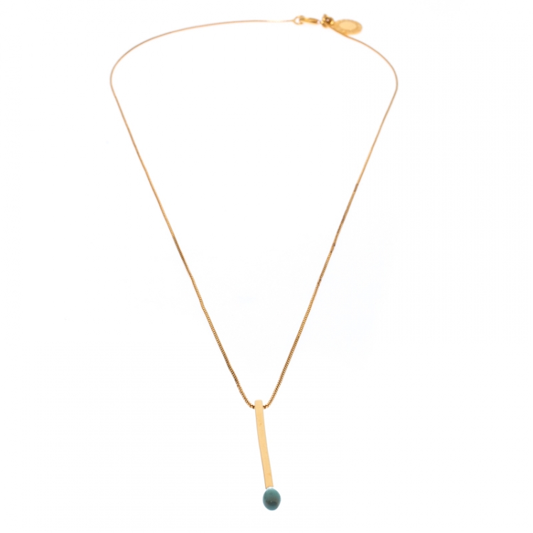 Pre Owned Stella McCartney Matchstick Enamel Gold Tone Pendant Necklace