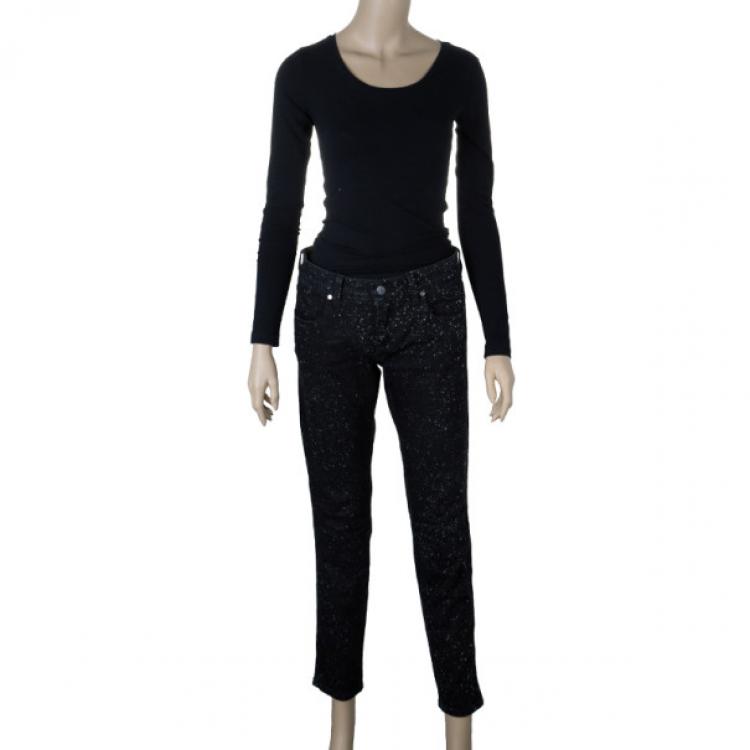 Pre Owned Stella McCartney Black Dotted Jeans M