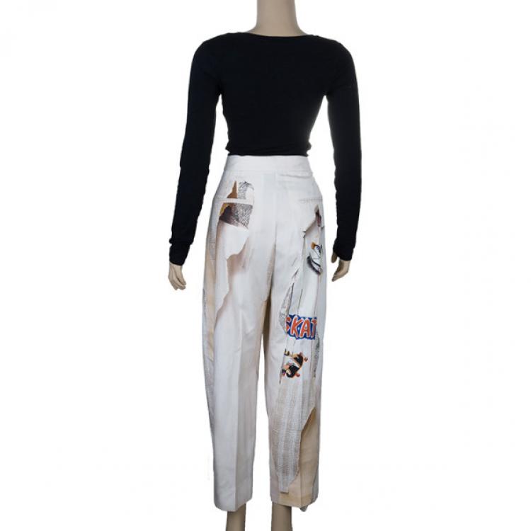Pre Owned Stella McCartney Printed Silk Trousers S