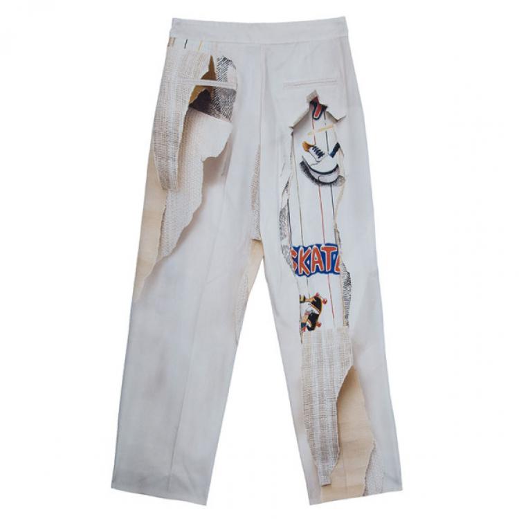 Pre Owned Stella McCartney Printed Silk Trousers S