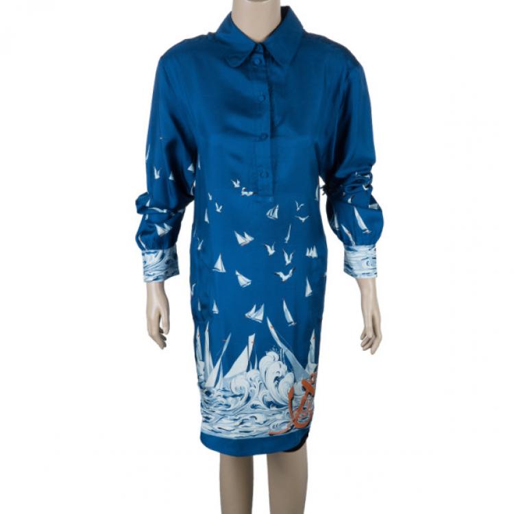Pre Owned Stella McCartney Blue Silk Tunic Dress M