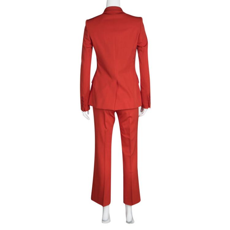 Pre Owned Stella McCartney Red Wool Ingrid Blazer and Cropped Pant Suit XS