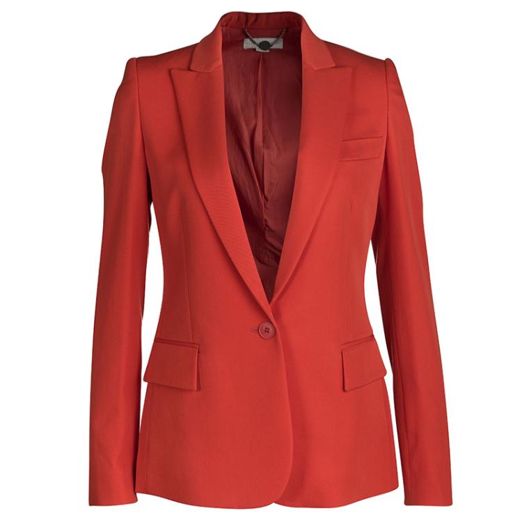 Pre Owned Stella McCartney Red Wool Ingrid Blazer and Cropped Pant Suit XS