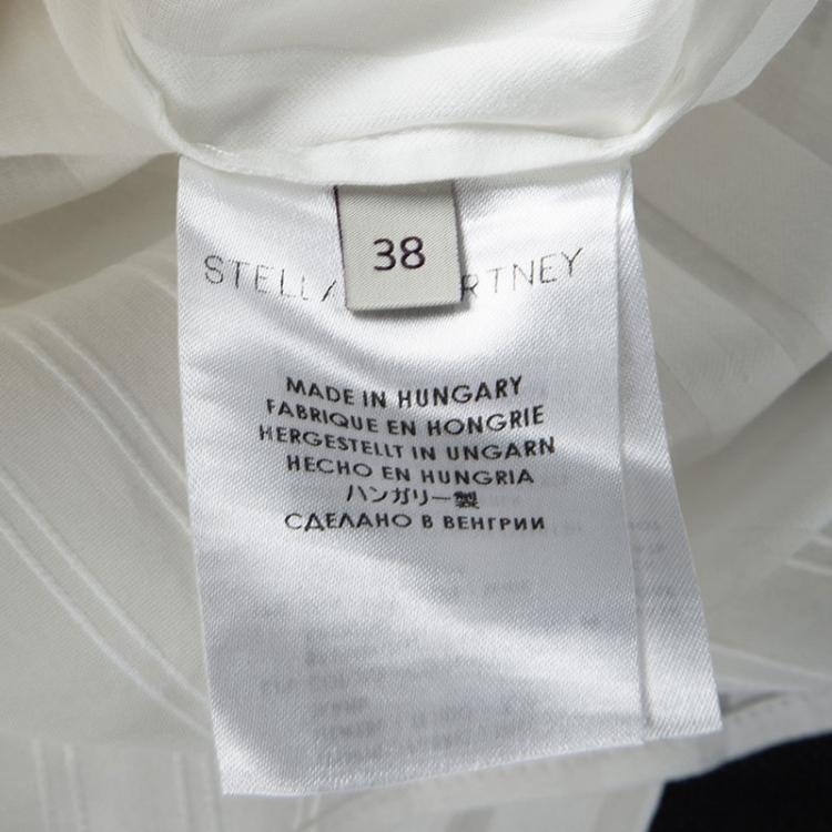 Pre Owned Stella McCartney Off White Self Striped Cotton-Silk Long Sleeve Shirt S