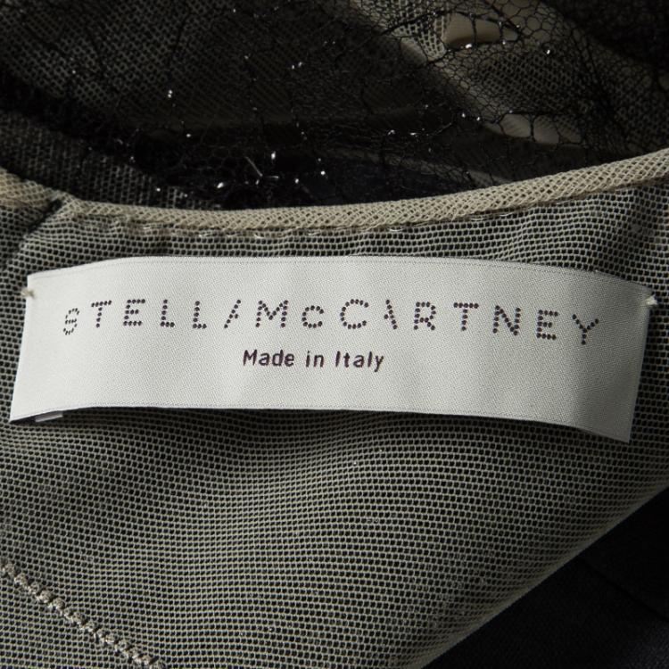 Pre Owned Stella McCartney Multicolor Velvet and Lace Panel Detail Jersey Dress XS