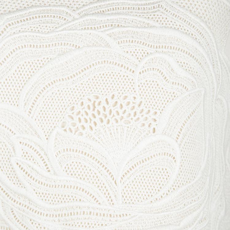 Pre Owned Stella Mccartney Cream Jersey Floral Motif Lace Applique Detail Oversized Top S