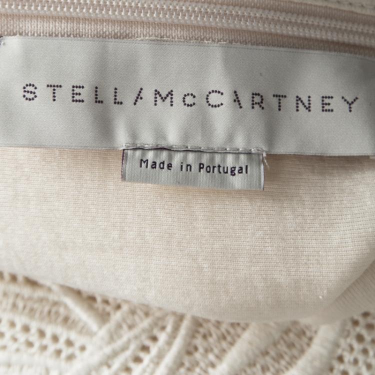 Pre Owned Stella Mccartney Cream Jersey Floral Motif Lace Applique Detail Oversized Top S