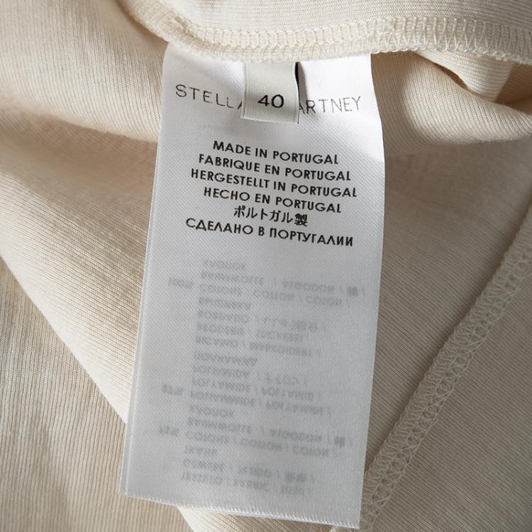 Pre Owned Stella Mccartney Cream Jersey Floral Motif Lace Applique Detail Oversized Top S