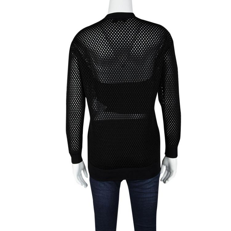Pre Owned Stella McCartney Black Mesh Horse Embroidered Sweatshirt XS