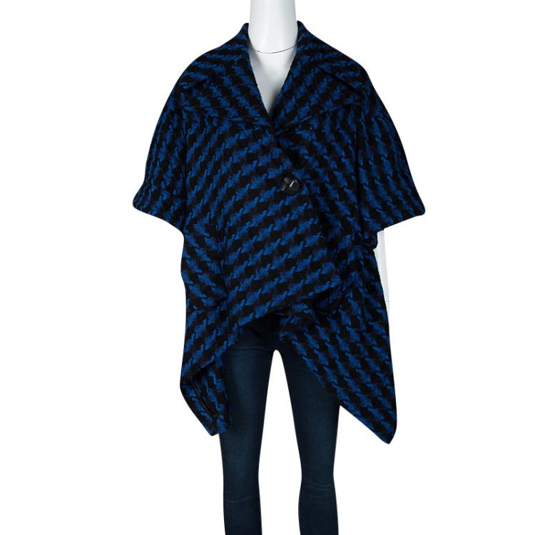Pre Owned Stella McCartney Blue and Black Wool Short Sleeve Jacket S