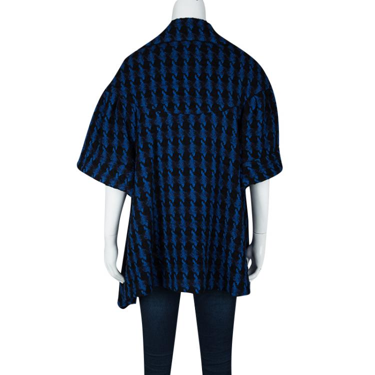 Pre Owned Stella McCartney Blue and Black Wool Short Sleeve Jacket S