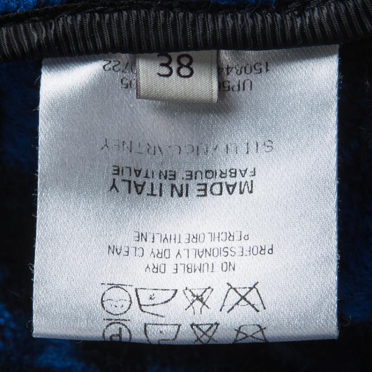Pre Owned Stella McCartney Blue and Black Wool Short Sleeve Jacket S
