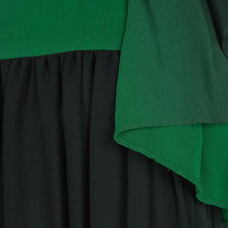 Pre Owned Stella McCartney Green Ombre Silk Chiffon Flutter Sleeve Blouse M