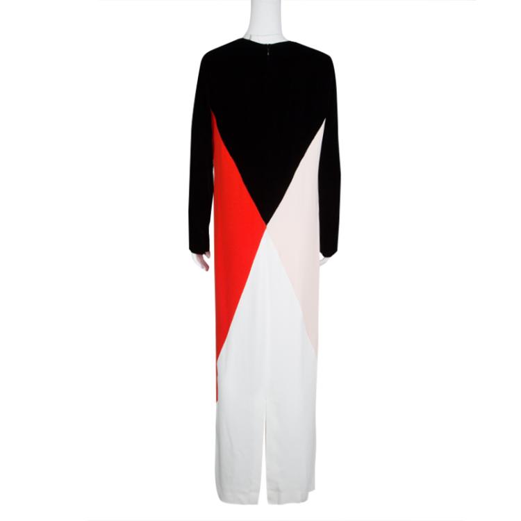 Pre Owned Stella McCartney Colorblock Velvet and Crepe Long Sleeve Maxi Dress M