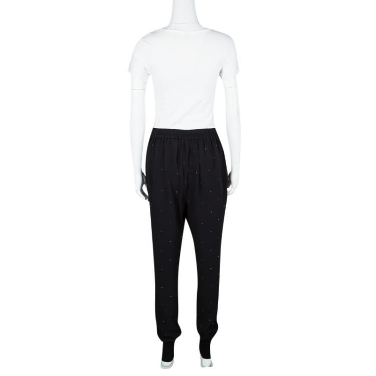 Pre Owned Stella McCartney Black Crystal Embellished Jogger Pants S