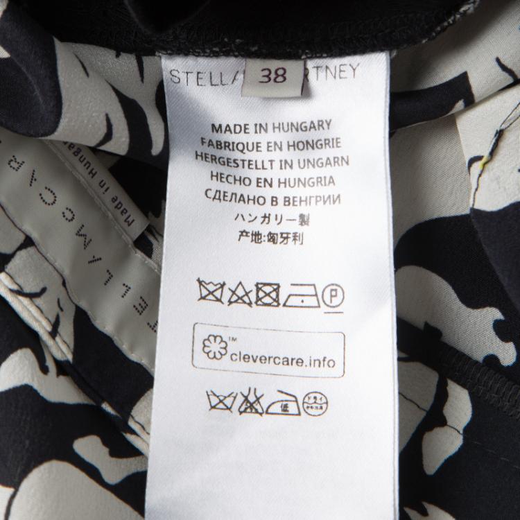 Pre Owned Stella McCartney Monochrome Horse Printed Silk Darcy Palazzo Pants S