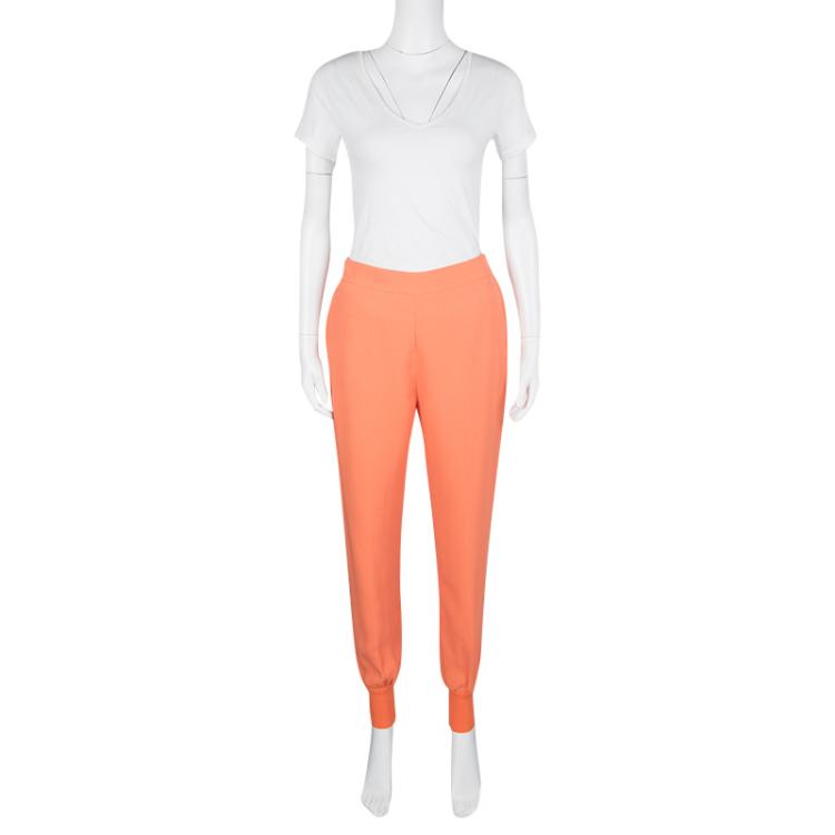 Pre Owned Stella McCartney Orange Julia Stretch Cady Jogger Pants S
