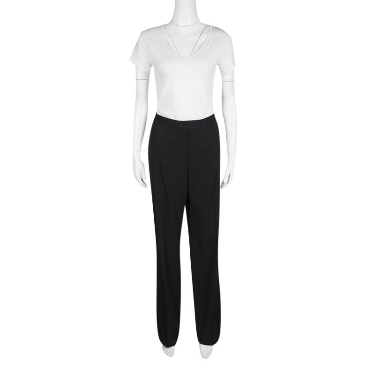 Pre Owned Stella McCartney Black Wool Straight Fit Trousers M