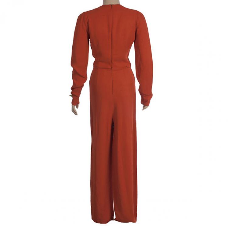 Pre Owned Stella McCartney Orange V-neck Jumpsuit S