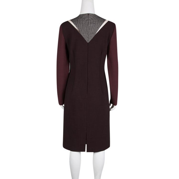 Pre Owned Stella McCartney Colorblock Knit Mesh Insert Long Sleeve Dress M