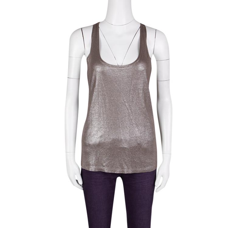 Pre Owned Stella McCartney Metallic Racer Back Tank Top S