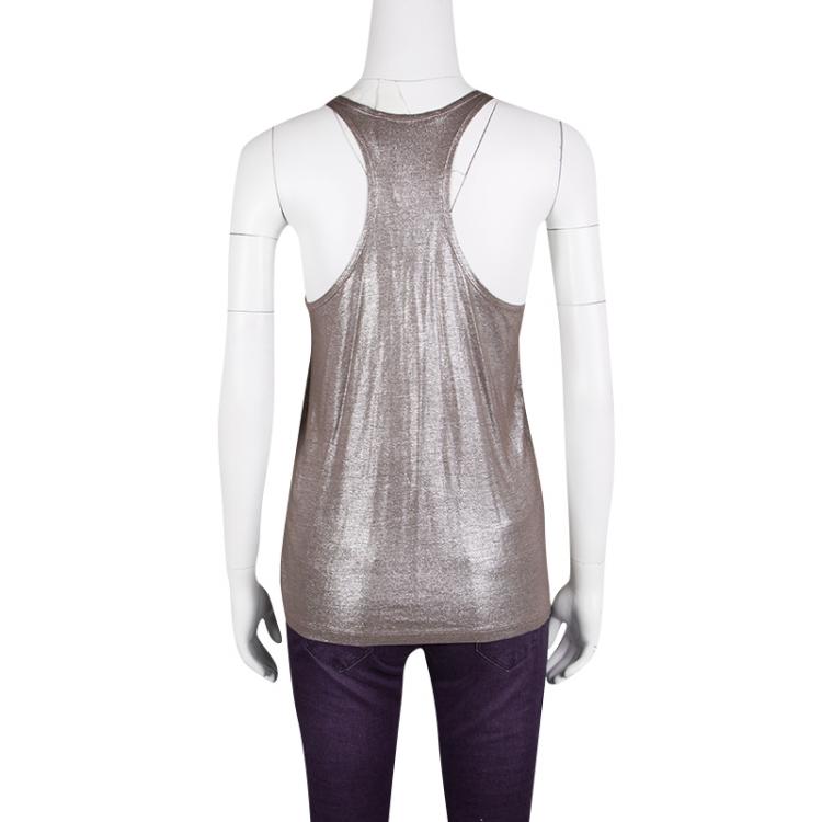 Pre Owned Stella McCartney Metallic Racer Back Tank Top S