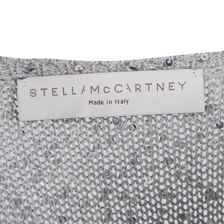 Pre Owned Stella McCartney Grey Sequined Cutout Back Detail Sweater M