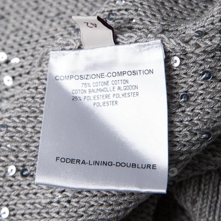 Pre Owned Stella McCartney Grey Sequined Cutout Back Detail Sweater M