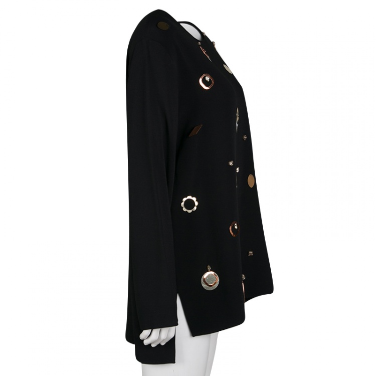 Pre Owned Stella McCartney Black Metal and Crystal Embellished Long Sleeve Viac Tunic  L