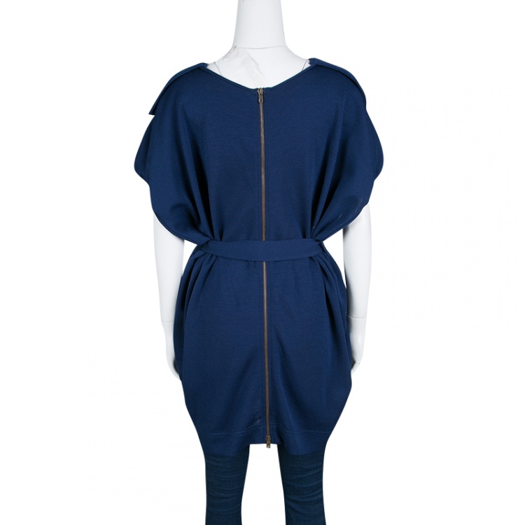 Pre Owned Stella McCartney Blue Belted Oversized Wool Tunic S