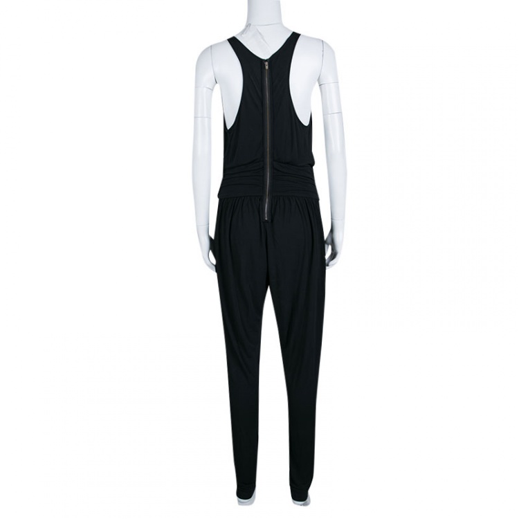 Pre Owned Stella McCartney Black Draped Racer Back Detail Jumpsuit S