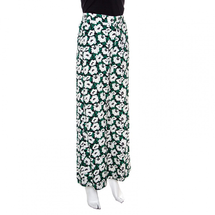 Pre Owned Stella McCartney Floral Printed High Waist Wide Leg Maude Trousers S