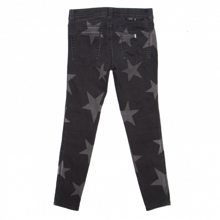 Pre Owned Stella McCartney Dark Grey Star Printed Cropped Skinny Jeans S