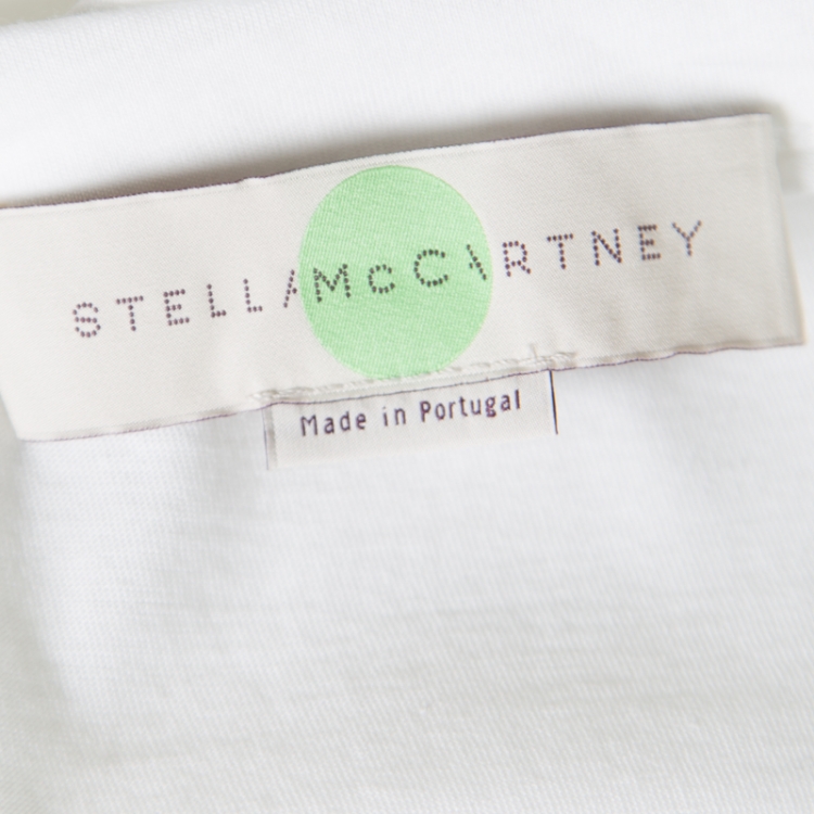 Pre Owned Stella McCartney White Leopard Head Printed Cotton T-Shirt M