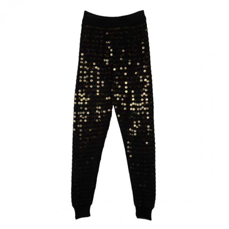 مملوكة مسبقًا Stella McCartney Metallic Sequined Meshjersey Pants M