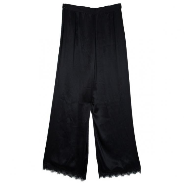 Pre Owned Stella McCartney Black Palazzo Slit Silk Pants S