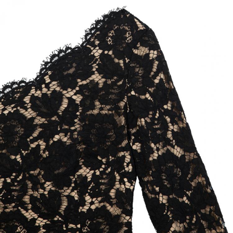 Pre Owned Stella McCartney Black One Shoulder Lace Dress S